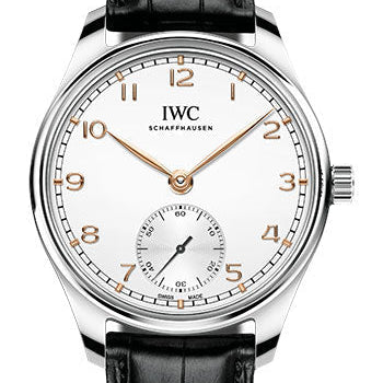 IWC Portugieser Automatic 40 - Stainless Steel Case - Silver-Plated Dial - Black Alligator Leather Strap - IW358303
