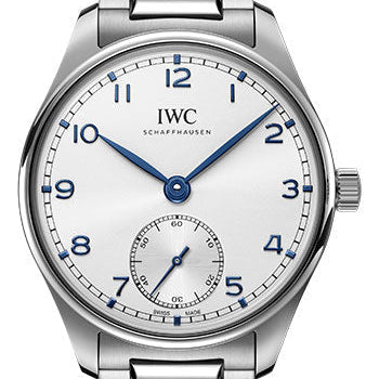 IWC Portugieser Automatic 40 Watch - Stainless Steel Case - Silver-Plated Dial - Stainless Steel Bracelet - IW358312