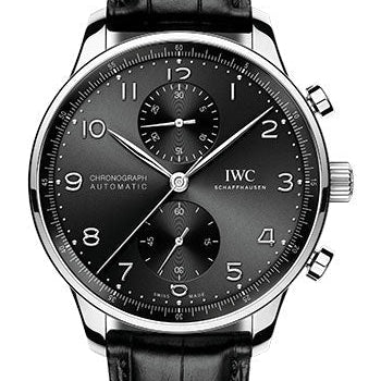 IWC Portugieser Chronograph Watch - 41.0 mm Stainless Steel Case - Black Dial - Black Alligator Strap - IW371609