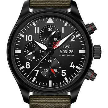 IWC Pilot’s Watch Chronograph Top Gun Edition SFTI - Ceramic Case - Black Dial - Green Textile Strap Limited Edition of 1500 - IW389104