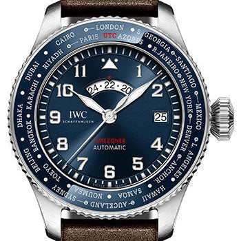 IWC Pilot’s Watch Timezoner Edition Le Petit Prince - Stainless Steel Case - Blue Dial - Brown Calfskin Strap Limited Edition of 1500 - IW395503