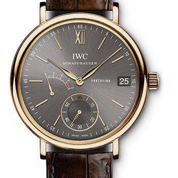 IWC Portofino Hand-Wound Eight Days Watch - 45 mm Red Gold Case - Ardoise Dial - Dark Brown Alligator Strap - IW510104