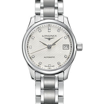 Longines Master Collection Watch - 25.5 mm Steel Case - Silver Barleycorn Diamond Dial - Bracelet - L2.128.4.77.6