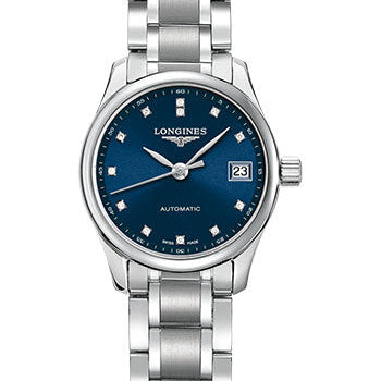 Longines Master Collection Watch - 25.5 mm Steel Case - Blue Diamond Dial - Bracelet - L2.128.4.97.6