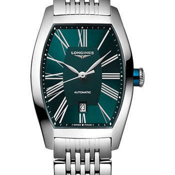 Longines Evidenza Automatic Watch - 26.00 X 30.6 mm Steel Case - Petroleum Roman Dial - Bracelet - L2.142.4.60.6