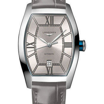Longines Evidenza Automatic Watch - 26.00 X 30.6 mm Steel Case - Champagne Roman Dial - Grey Strap - L2.142.4.66.2
