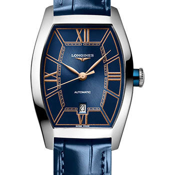 Longines Evidenza Automatic Watch - 26.00 X 30.6 mm Steel Case - Blue Roman Dial - Blue Strap - L2.142.4.96.2