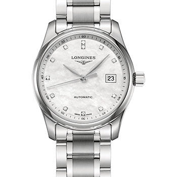 Longines Master Collection Watch - 29 mm Steel Case - White Mother-Of-Pearl Diamond Dial - Bracelet - L2.257.4.87.6