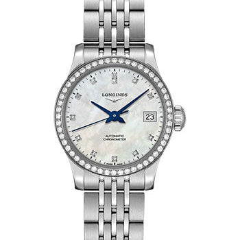 Longines Record collection Watch - 26 mm Steel Diamond Case - White Mother-Of-Pearl Diamond Dial - Bracelet - L2.320.0.87.6