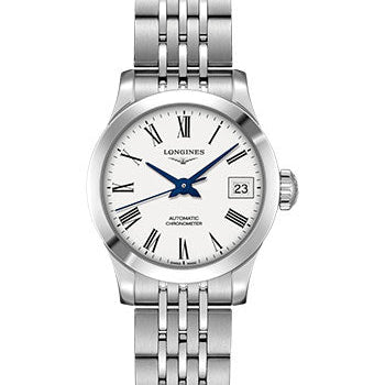 Longines Record collection Watch - 26 mm Steel Case - White Roman Dial - Bracelet - L2.320.4.11.6