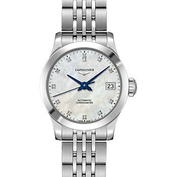 Longines Record collection Watch - 26 mm Steel Case - White Mother-Of-Pearl Diamond Dial - Bracelet - L2.320.4.87.6