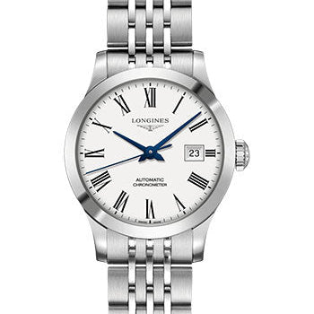 Longines Record collection Watch - 30 mm Steel Case - White Roman Dial - Bracelet - L2.321.4.11.6