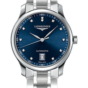 Longines Master Collection Watch - 38.5 mm Steel Case - Blue Diamond Dial - Bracelet - L2.628.4.97.6