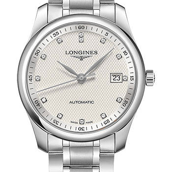 Longines Master Collection Watch - 40 mm Steel Case - Silver Barleycorn Diamond Dial - Bracelet - L2.793.4.77.6