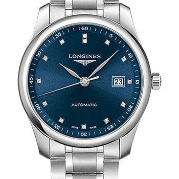 Longines Master Collection Watch - 40 mm Steel Case - Blue Diamond Dial - Bracelet - L2.793.4.97.6