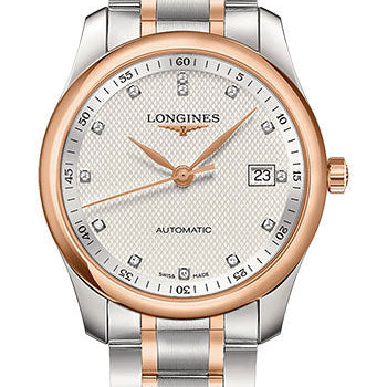 Longines Master Collection Watch - 40 mm Steel And Pink Gold Cap 200 Case - Silver Barleycorn Diamond Dial - Bracelet - L2.793.5.77.7
