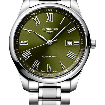 Longines Master Collection Automatic Watch - 42 mm Steel Case - Green Roman Dial - Bracelet - L2.893.4.09.6
