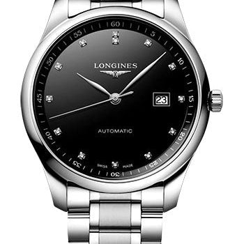 Longines Master Collection Automatic Watch - 42 mm Steel Case - Black Diamond Dial - Bracelet - L2.893.4.57.6