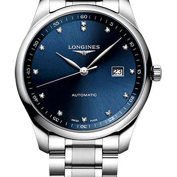 Longines Master Collection Automatic Watch - 42 mm Steel Case - Blue Diamond Dial - Bracelet - L2.893.4.97.6