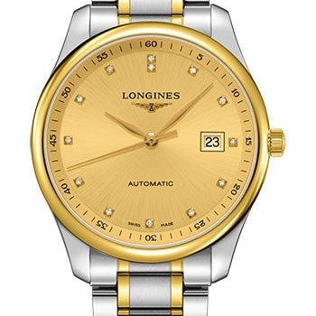 Longines Master Collection Watch - 42 mm Steel And Yellow Gold Cap 200 Case - Gilt Diamond Dial - Bracelet - L2.893.5.37.7