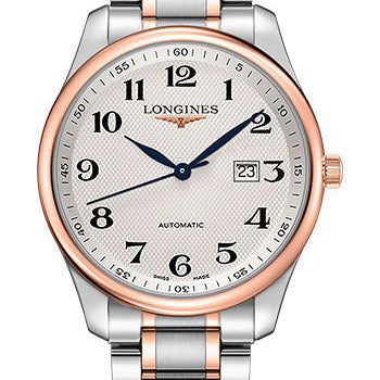Longines Master Collection Watch - 42 mm Steel And Pink Gold Cap 200 Case - Silver Barleycorn Arabic Dial - Bracelet - L2.893.5.79.7