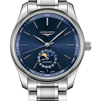 Longines Master Collection Moon Phase Watch - 40 mm Steel Case - Blue Dial - Bracelet - L2.909.4.92.6