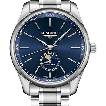 Longines Master Collection Moon Phase Watch - 42 mm Steel Case - Blue Dial - Bracelet - L2.919.4.92.6