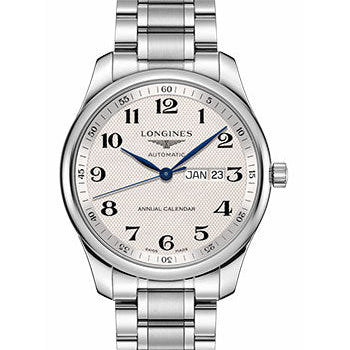 Longines Master Collection Annual Calendar Watch - 42 mm Steel Case - Silver Barleycorn Arabic Dial - Bracelet - L2.920.4.78.6