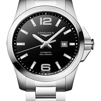 Longines Conquest Automatic Watch - 43 mm Steel Case - Black Arabic Dial - Bracelet - L3.778.4.58.6