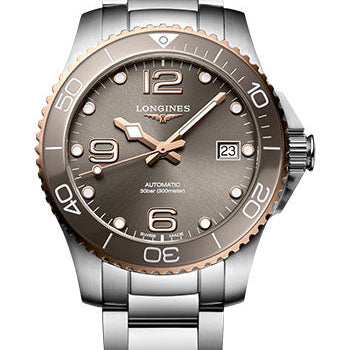 Longines HydroConquest Automatic Watch - 39 mm Steel And Ceramic Case - Grey Arabic Dial - Steel Bracelet - L3.780.3.78.6