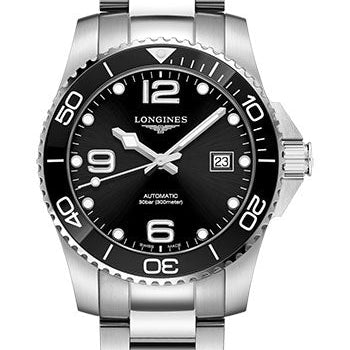 Longines HydroConquest Automatic Watch - 41 mm Steel And Ceramic Case - Black Arabic Dial - Steel Bracelet - L3.781.4.56.6