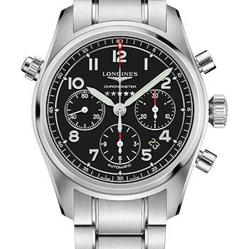 Longines Spirit Chronograph Automatic Watch - 42 mm Steel Case - Black Arabic Dial - Bracelet - L3.820.4.53.6