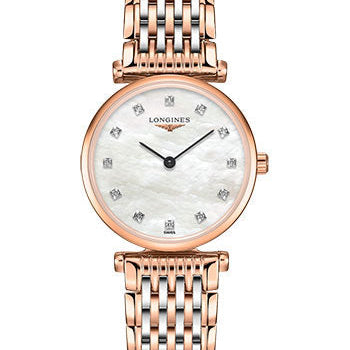Longines La Grande Classique de Longines Quartz Watch - 24 mm Red PVD Case - White Mother-Of-Pearl Diamond Dial - Steel And Red PVD Bracelet - L4.209.1.97.7