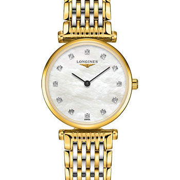 Longines La Grande Classique de Longines Quartz Watch - 24 mm Yellow PVD Case - White Mother-Of-Pearl Diamond Dial - Steel And Yellow PVD Bracelet - L4.209.2.87.7