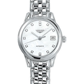 Longines Flagship Watch - 26 mm Steel Case - White Mother-Of-Pearl Diamond Dial - Bracelet - L4.274.4.87.6
