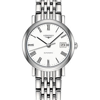 Longines Elegant Collection Watch - 25.5 mm Steel Case - White Roman Dial - Bracelet - L4.309.4.11.6