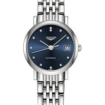 Longines Elegant Collection Watch - 25.5 mm Steel Case - Blue Diamond Dial - Bracelet - L4.309.4.97.6