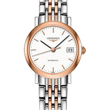 Longines Elegant Collection Watch - 25.5 mm Steel And 18K Pink Gold Cap 200 Case - White Dial - Bracelet - L4.309.5.12.7
