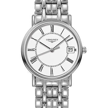 Longines PrŽsence Quartz Watch - 30 mm Steel Case - White Roman Dial - Bracelet - L4.320.4.11.6