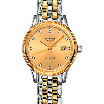Longines Flagship Automatic Watch - 30 mm Steel And Yellow PVD Case - Gilt Diamond Dial - Bracelet - L4.374.3.37.7