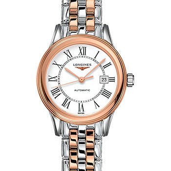 Longines Flagship Watch - 30 mm Steel And Red PVD Case - White Roman Dial - Bracelet - L4.374.3.91.7