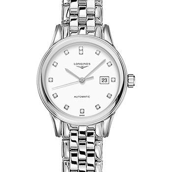 Longines Flagship Watch - 30 mm Steel Case - White Diamond Dial - Bracelet - L4.374.4.27.6