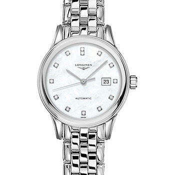 Longines Flagship Watch - 30 mm Steel Case - White Mother-Of-Pearl Diamond Dial - Bracelet - L4.374.4.87.6