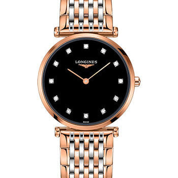 Longines La Grande Classique de Longines Quartz Watch - 29 mm Red PVD Case - Black Diamond Dial - Steel And Red PVD Bracelet - L4.512.1.57.7