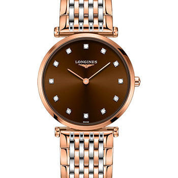 Longines La Grande Classique de Longines Quartz Watch - 29 mm Red PVD Case - Brown Diamond Dial - Steel And Red PVD Bracelet - L4.512.1.67.7