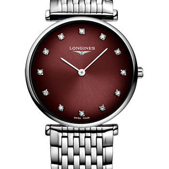Longines La Grande Classique De Longines Quartz Watch - 29 mm Steel Case - Bordeaux Diamond Dial - Bracelet - L4.512.4.91.6