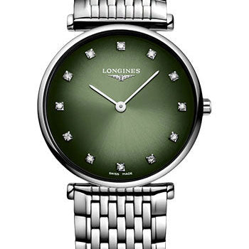 Longines La Grande Classique De Longines Quartz Watch - 29 mm Steel Case - Green Diamond Dial - Bracelet - L4.512.4.92.6