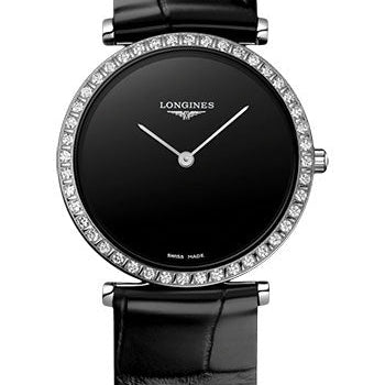 Longines La Grande Classique De Longines Quartz Watch - 29 mm Steel Diamond Case - Black Dial - Black Strap - L4.523.0.50.2