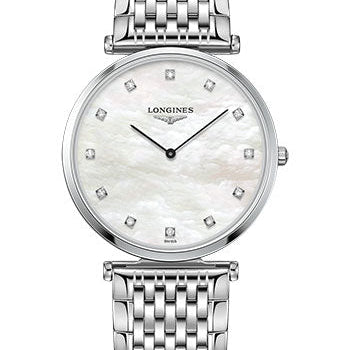 Longines La Grande Classique de Longines Quartz Watch - 33 mm Steel Case - White Mother-Of-Pearl Diamond Dial - Bracelet - L4.709.4.88.6