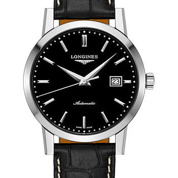 Longines 1832 Watch - 40 mm Steel Case - Black Dial - Black Alligator Strap - L4.825.4.52.0